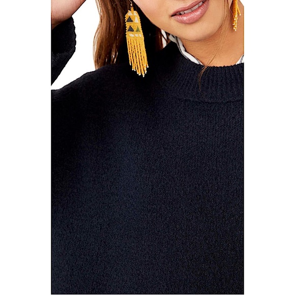 Free People Peaches Tunic Sweater Pullover Black Combo $148 NWT - Picture 6 of 15